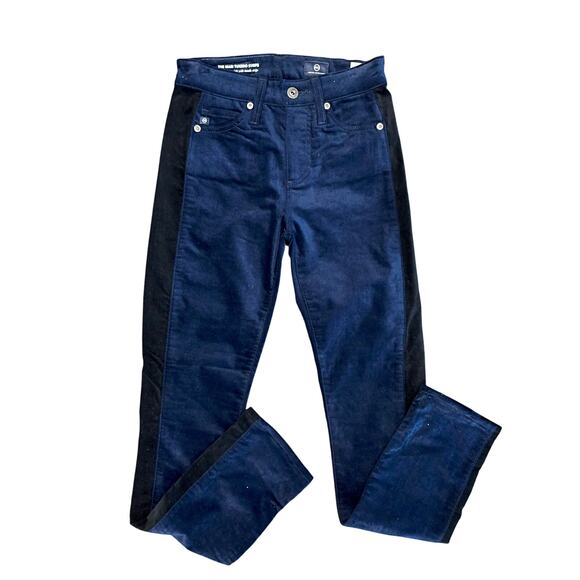 Anthropologie AG Tuxedo Stripe Velvet Jeans - High-Rise Straight Size 24 NWT - Picture 1 of 8